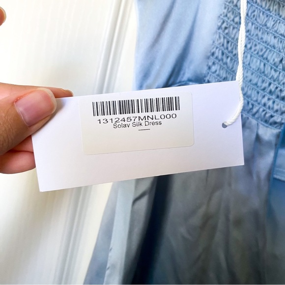 Reformation Dress Solay Silk Blue Slit Wedding Corset Maxi Mineral 0 NWT - Picture 5 of 10